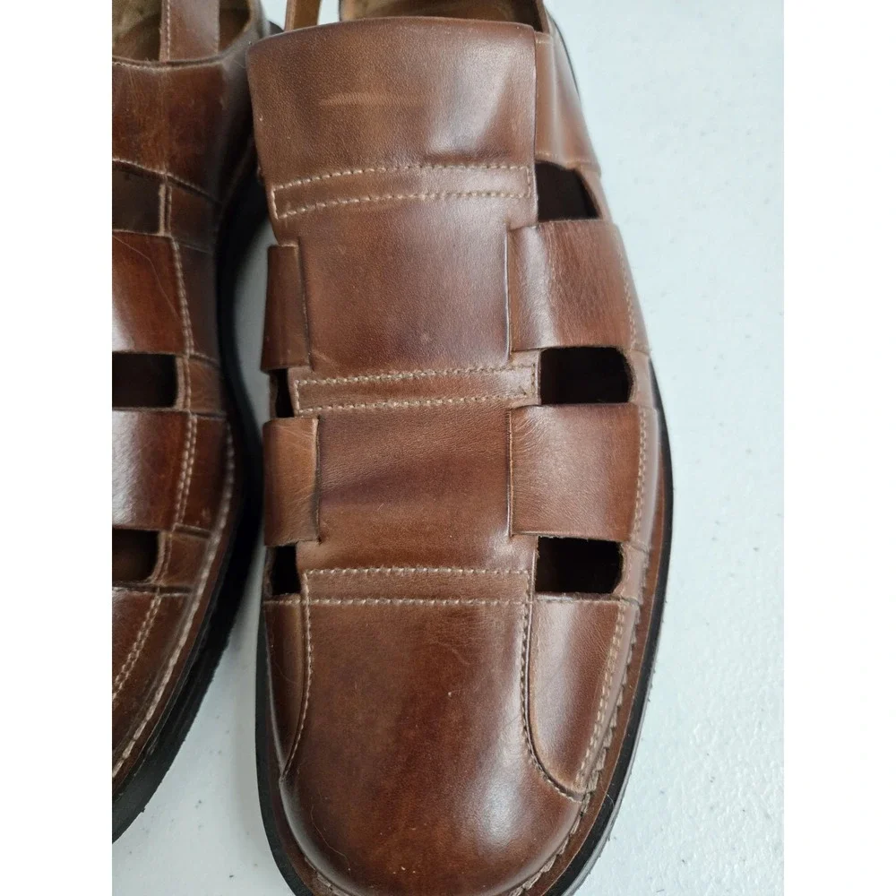 Cole Haan Men's Size 11M Brown‎ Leather Basket Fisherman Sandle Slip On